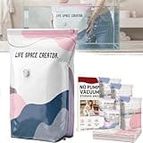 Life Space Creator Storage Bags, Press & Seal Large Cube No Pump Vacuum Storage Bags for Bulky Bedding, Off-Season Gear, Keeps Clothes Dry & Dust-Free (1, Large 39×31×15")