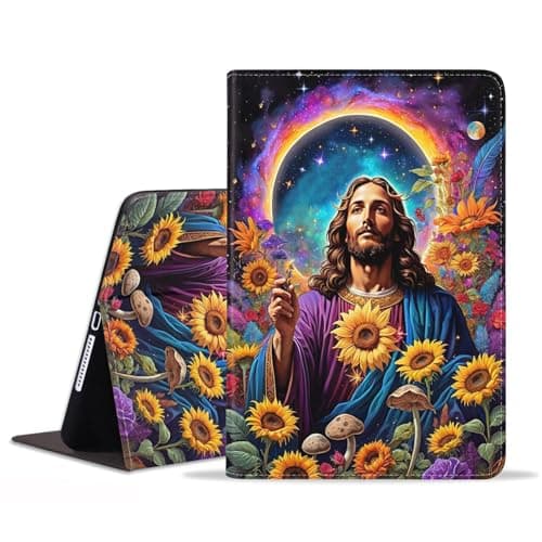 BWOOLL Case for iPad Pro 11 Inch M4 (2024, 5th Generation) - Slim Lightweight PU Leather Stand Cover with Auto Wake/Sleep for iPad Pro 11 2024, Christian Jesus Sunflower