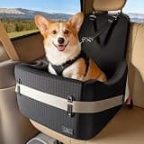 PETSFIT Dog Booster Car Seat for Small/Medium Dogs Up to 35 lbs – Patented Safety System, 5" Memory Foam Pet Car Seat, Fully Detachable and Washable Cover, Front/Back Seat Travel Booster (Black)