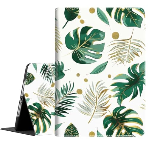 Case for iPad 10.2 9th / 8th / 7th Generation (2021/2020/2019 Model) 10.2 Inch, iPad Air 3 Case/10.5 Inch Pro, Multi-Angle Smart Stand Cover Auto Sleep/Wake ，Tropical Leaves Botanical
