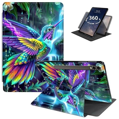 LYHXLYJH Case for Samsung Galaxy Tab S10 Ultra 2024 14.6",360 Degree Rotating Smart Cover Case with S Pen Holder & Auto Sleep/Wake for Tab S9 Ultra/S8 Ultra-Colorful Hummingbird