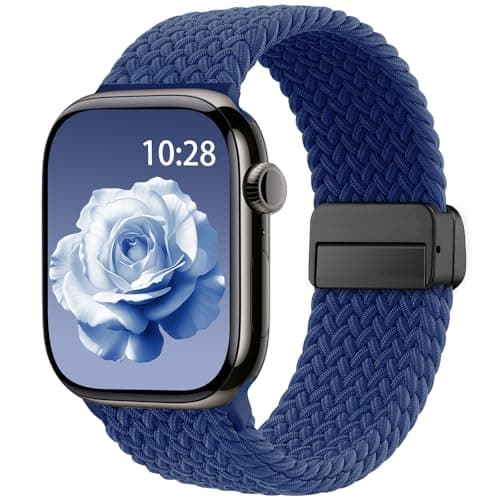 Braided Stretchy Band Compatible with Apple Watch Bands 38mm 40mm 41mm 42mm 44mm 45mm 46mm 49mm Women Men, Soft Nylon Solo Loop Magnetic Sport Strap for iWatch Series 11 10 9 8 7 6 5 4 3 2 1 SE Ultra