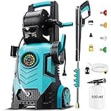 2026Upgraded Pressure Washer 5000PSI with Adj-8-Level Touch Screen, 34" Tall Power Washer, 4 Quick Connect Nozzles, Inlet Hose&Filter&500mlFoam Cannon for Cars/Fences/Driveways/Home Cleaning, Green