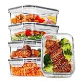 Vtopmart 5Pack 30oz Glass Meal Prep Container Sets with Lids, Grey