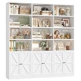 FACBOTALL 75" Tall Bookshelf, White Bookshelf and Bookcase with 6 Doors