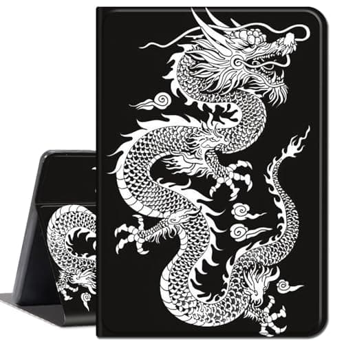 Case for iPad mini 5 2019 (Model: A2133 A2124 A2126 A2125),Slim Lightweight Smart Shell Stand Cover with Auto Wake/Sleep for iPad mini 5th Gen 7.9 Inch,Black White - Dragon