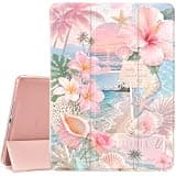 JOYLAND Pink Case for iPad Air 5th/4th Gen (2022/2020) 10.9 inch,iPad Air 11" M3 2025/M2 2024 with Pencil Holder,Trifold Stand Protective Cover with Soft TPU Back,Beach Vacation Style