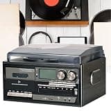Cassette Player Bluetooth CD Boombox Portable Radio Record with 3-Speed Turntable,AM/FM,USB/SD Input,and Remote Control