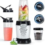 REVOTRA Blender for Smoothies, Personal Blender for Shake and Smoothies for Kitchen with 3 Portable Cups (2x24oz & 1X10oz), 4-Leaf Stainless Steel Blades, Perfect for Frozen Drinks, Ice Crushing