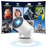 Mini Projector with WiFi and Bluetooth, Built-in Rechargeable Battery Support 4K Auto Keystone 220° Rotation, Outdoor Movie Smart Projector for Bedroom/Home Cinema Compatible w Phone/TV Stick/HDMI/USB