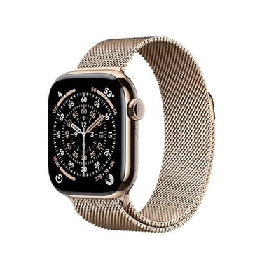 Apple Watch Series 11 [GPS + Cellular 42mm] Smartwatch with Gold Titanium Case with Gold Milanese Loop. Sleep Score, Fitness Tracker, Health Monitoring, Always-On Display, Water Resistant
