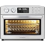 28QT Air Fryer Toaster Oven Combo, Large 12-in-1 Convection Countertop Oven with Next-Gen HeatWave Convection, 3-Layer Cooking, Rotisserie for Chicken, Fits 11" Pizza, All Accessories, Stainless Steel