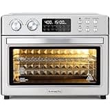 28QT Air Fryer Toaster Oven Combo, Large 12-in-1 Convection Countertop Oven with Next-Gen HeatWave Convection, 3-Layer Cooking, Rotisserie for Chicken, Fits 11" Pizza, All Accessories, Stainless Steel