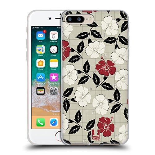 Head Case Designs Hibiscus Japawaiian Pattern Gel Case [Military Grade Protection] Compatible with Apple iPhone 7 Plus/iPhone 8 Plus and Compatible with MagSafe