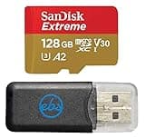 SanDisk MicroSD 128GB Extreme Memory Card Compatible with DJI Air 2S, Air 2, Mini, Mini 2, Mavic 2 Drone Series (SDSQXAA-128G-GN6MN) Bundle with (1) Everything But Stromboli Micro Card Reader