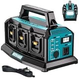 1200W Integrated Power Inverter with 6A Fast Charger, 6 Ports for Makita 18V Battery, Portable Pure Sine Wave Inverter with 120V AC Outlet, 6*USB, and LED Light for Camping Travel Jobsite(Tool Only)