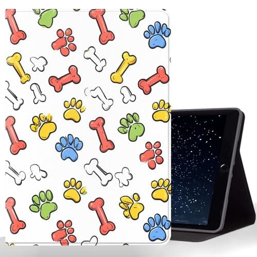 CMZLFHKO Tablet Case for All-New Kindle Fire 7 (9th/7th/5th Gen,2019/2017/2015 Release),Shockproof Protective Cover with Stand,Auto Wake/Sleep,Pet Paw Print Bone Pattern