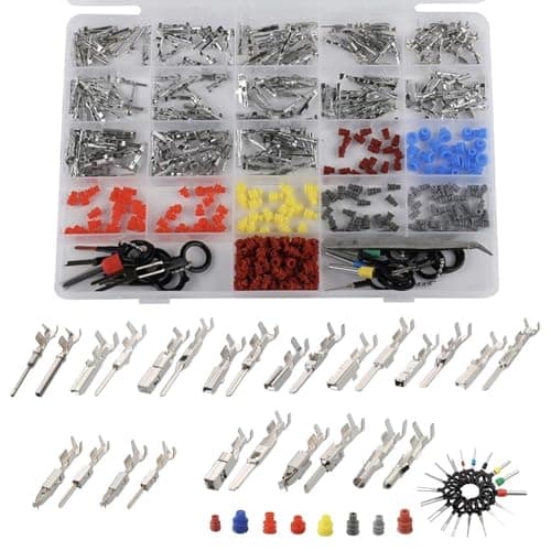 ArtHoval 500Pcs Connector Pins Kit Terminal Pin Car Electrical 1/1.5/1.8/2.2/2.8/3.5mm Tin-Plated Copper with Wire Seals and Removal