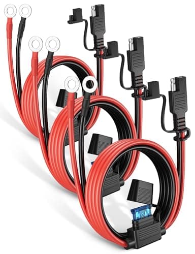 Oyviny 3Pack 6FT SAE Battery Connector Extension Cable with 15A Fuse, 16AWG UL Certified SAE to O Ring Terminal Quick Disconnect Harness for Battery Maintainer Trickle Charge Motorcycle Solar Panel