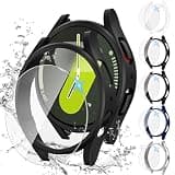 Tensea [5+5Pack for Samsung Galaxy Watch 7 Screen Protector Case 44mm Accessories, Hard PC Bumper/HD Anti-Fog Tempered Glass Protective Film, Face Cover Set, Galaxy Watch 7 Case for Women Men