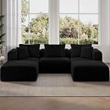 Novilla 106" Modular Sectional Sofa, Modern Cloud Sectional Couch with Smarts Coil® Support, U-Shape Boneless Couch for Living Room Apartments Bedroom, No Assembly Required (3 Seat w/ 2 Ottoman)
