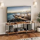 YAUKTAK TV Stand, Entertainment Center, Industrial TV Media Console Table with Open Storage Shelves, 2 Tier TV Cabinet for Living Room, Bedroom LTS107RB