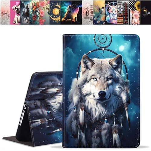 stmedazm Case for Samsung Galaxy Tab S5e 10.5 inch 2019 Model (SM-T720/T725/T727), Premium PU Leather Folding Stand Case with Auto Sleep/Wake - Dreamcatcher Wolf