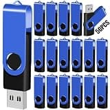 EASTBULL Flash Drive Bulk 512MB USB 50 Pack with Lanyards USB 2.0 Thumb Drive Bulk Memory Stick Swivel Pen Drive for Storage and Backup 512MB 50 Pack, Blue