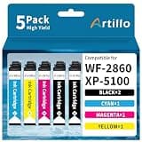 Remanufactured Ink Cartridge Replacement for Epson WF2860 XP5100 Printer Ink Cartridges for Workforce WF-2860 WF2860 Expression Home XP-5100 XP5100 Printer (2Black, 1Cyan, 1Magenta, 1Yellow, 5 Pack)