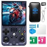 R36MAX Retro Handheld Game Console, 4.0-Inch IPS Display, 720x720 Resolution, Linux System, 64GB Support 18,000+ Classic Games, 4000mah Battery, with Portable Case(Gray 64GB)