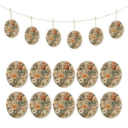 Easter Eggs Wooden Ornament Retro Pattern Printed Hanging Ornaments for Birthday Indoor Outdoor Decorations