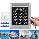 Omquot Secure Door Access Control Kit with Remote Control, 125KHz EM Card Keypad, Standalone Operation, Door Opener Button for Residential Security
