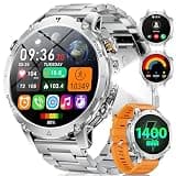 LIGE Military Smart Watch for Men, 1400mAh 60-Days Battery, 1.85" HD Smartwatch with LED Flashlight, 100+ Sports Mode, IP68 Waterproof, Pedometer, Fitness Watch for Android iOS, Sliver