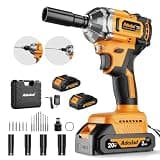 Adedad Brushless Impact Wrench 3-in-1 500N.m(369Ft-lbs) Torque Wrench 1/2 Drive with 2x2.0Ah Batteries, 8 Drill Bits, 6 Screwdriver Bits, 4 Sockets, Cordless Impact Gun for automotive Repair and DIY