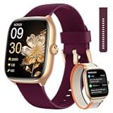 Woneligo Smart Watch for Women [43mm 3 Bands], 1.75‘’ AMOLED HD Screen Fitness Watch with Answer/Make Calls, 110+ Sport Modes, Heart Rate/Sleep/SpO2 Monitor, 3ATM Waterproof (Rose Purple)