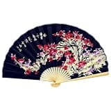 XINNIKESI Oversized Traditional Chinese Wall Fan, Cloth Fabric Large Wall Hanging Fan with Frames, Handheld for Dancing Home Living Folding