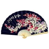XINNIKESI Oversized Traditional Chinese Wall Fan, Cloth Fabric Large Wall Hanging Fan with Frames, Handheld for Dancing Home Living Folding