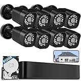 8CH 1080P Wired Security Camera System, AIWIXEN 8 x Surveillance Security Cameras Outdoor Home with Human Vehicle Detection, CCTV DVR with 512GB HDD, Remote Access, IP68 Waterproof, 24-7 Recording