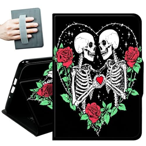 Case for iPad Pro 11 Inch (2022/2021/2020 Model), iPad Air 5/4 (10.9-Inch),with Hand Straps and Auto Wake/Sleep Leather Slim Multiple Angles Stand Smart Cover,Rose Human Skeleton
