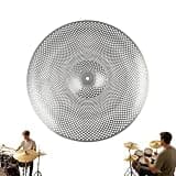 16" Low Volume China Cymbal Alloy, Brass Cymbal Replacement, Mute Practice, Quiet and Controlled Tone for Home Drum Kit for Beginner Player Percussion Practice (Silver)