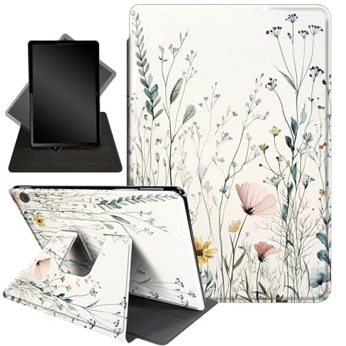 Case for Kindle Fire HD 8 & Fire HD 8 Plus Tablet (12th Generation 2024/2022 & 10th Generation 2020 Release),360 Degree Rotating Stand Smart Protective Cover Case,Wildflowers Flower Dish