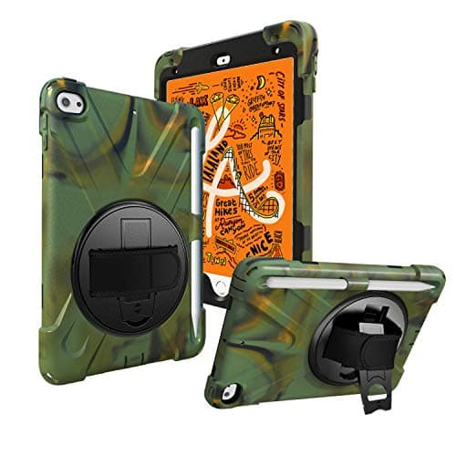 Case for iPad Mini 5 & iPad Mini 4, Military Grade [15 ft Drop Tested] Full-Body Shockproof Protective Cover with 360° Rotation Stand, Hand Strap & Pencil Holder for iPad Mini 5 & iPad Mini 4 Tablet