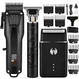 OIYO Hair Cutting Kit for Men, Hair Clipper, T-Shaped Trimmer, Foil Shaver, Long Lasting Power, with Adjustable Blade & LCD Display, for Home Haircuts, Fading, Beard Trimming, Suitable for Beginners