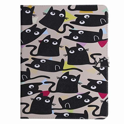 Ougger Case for Apple iPad Pro 12.9" 2018 Flip Case Cute Cat Printing Premium PU Leather Wallet Cover Card Slot Stand-View Function Magnetic Bumper Holster Cover for iPad Pro 12.9" 2018