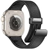 Magnetic Crazy Horse Leather Bands Compatible with Apple Watch 49mm 46mm 45mm 44mm 42mm(S3/2/1) for Men Women, Genuine Leather with Magnetic Buckle for iWatch Ultra1/2/3 Series SE11/10/9/8/7/6/5/4