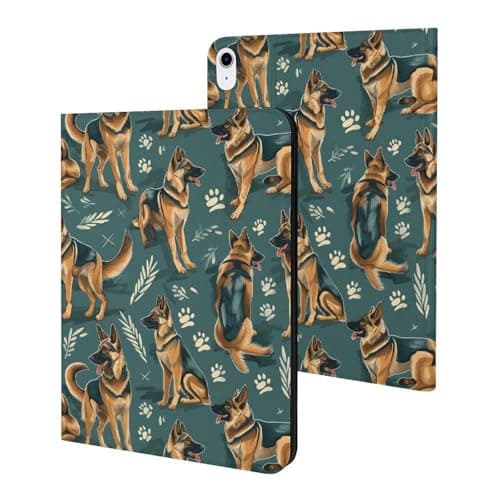 Compatible with iPad A16 Case 11 Inch 2025, Compatible with iPad 10th Generation Case 10.9 Inch 2022, German Shepherd Print Slim Tablet Cover, with Stand, Auto Wake/Sleep