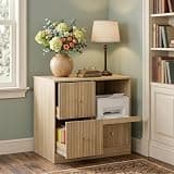 ODC 3 Drawer File Cabinet with Charging Station, Wood Lateral Filing Cabinet for Home Office, Printer Stand with Pull-Out Shelf, Fits Letter/Legal/A4 Files, P2 MDF Storage Cabinet