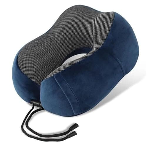 BASANYAO AirRest Memory Foam Travel Pillow (Navy Blue)