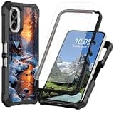 DIGTIALL for TCL K70 5G Phone Case,Winter Forest Wooden House Sunset