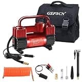 GSPSCN 12V Heavy Duty Tire Inflator Metal Portable Air Compressor Pump